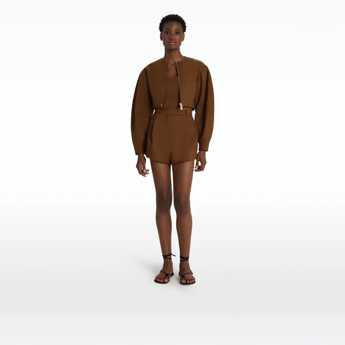 Safiyaa Helean Deep Brown Shorts Women Trousers