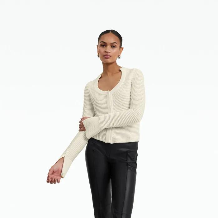 Safiyaa Karlotta Ivory Crochet Jacket Women Knitwear
