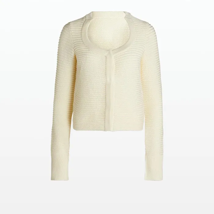 Safiyaa Karlotta Ivory Crochet Jacket Women Knitwear