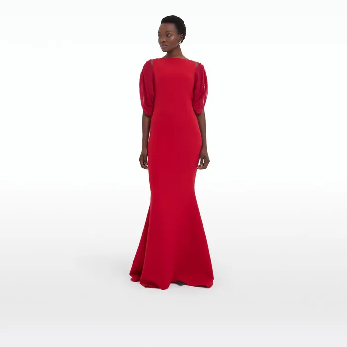 Safiyaa Lana Crimson Long Dress Women Dresses