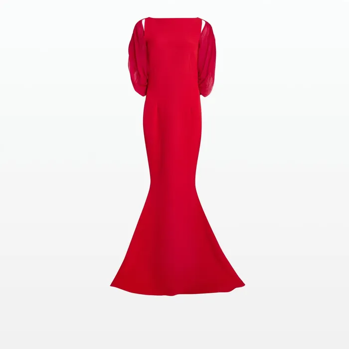 Safiyaa Lana Crimson Long Dress Women Dresses