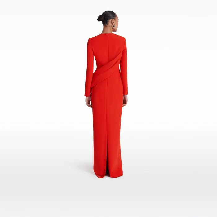 Safiyaa Louna Scarlet Red Long Dress Women Dresses