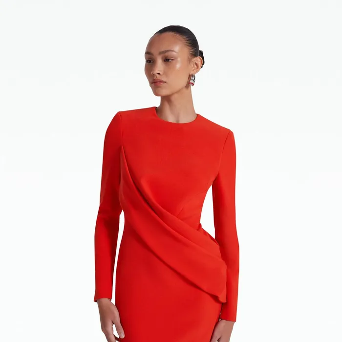 Safiyaa Louna Scarlet Red Long Dress Women Dresses
