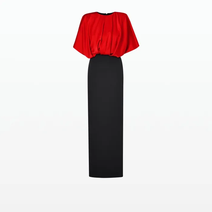 Safiyaa Lucinda Black and Cherry Red Long Dress Women Dresses