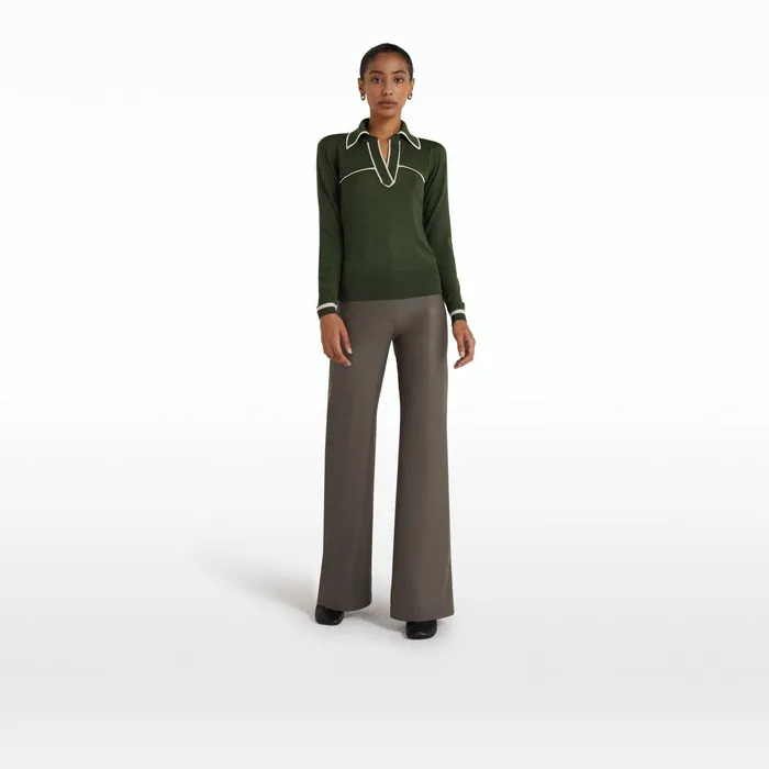 Safiyaa Lydie Seaweed and Powder Knit Women Tops