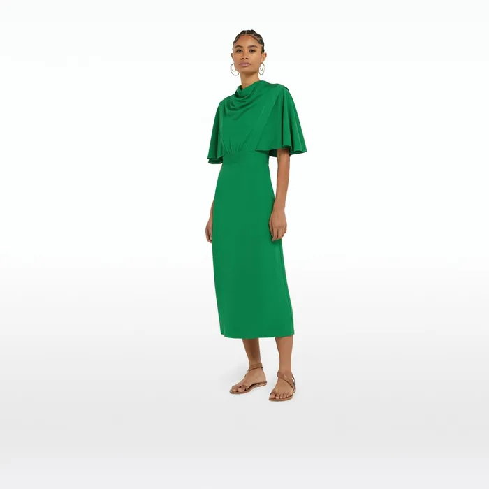 Safiyaa Miranda Jewel Green Midi Dress Women Dresses