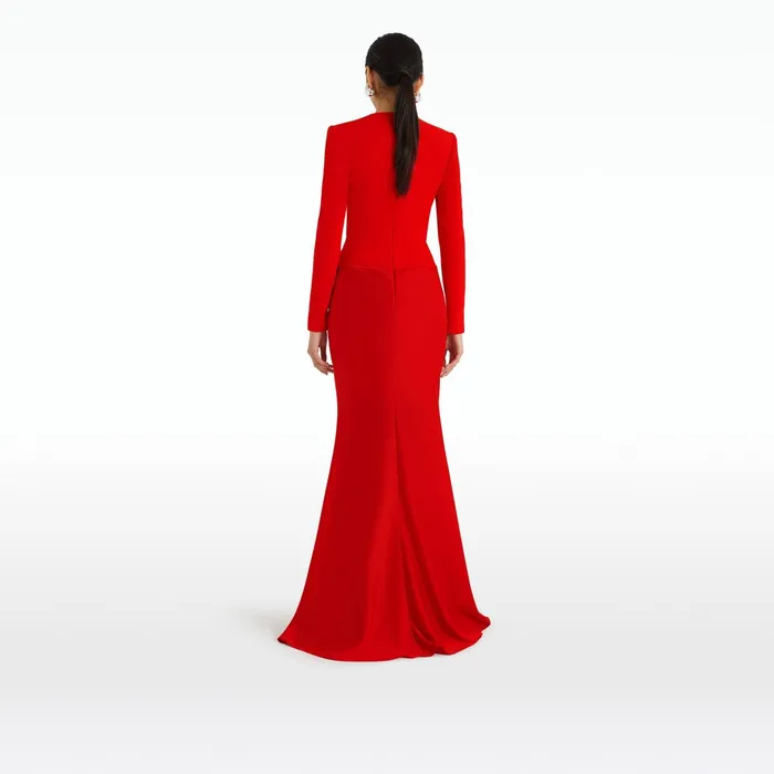 Safiyaa Naira Cherry Red Long Dress Women Dresses