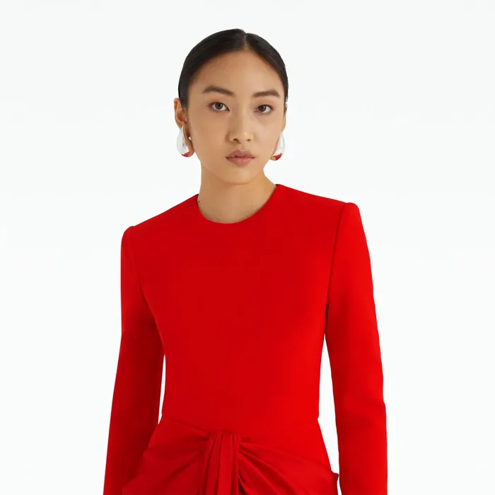 Safiyaa Naira Cherry Red Long Dress Women Dresses