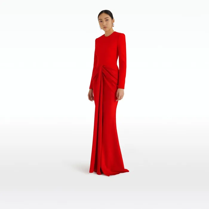 Safiyaa Naira Cherry Red Long Dress Women Dresses
