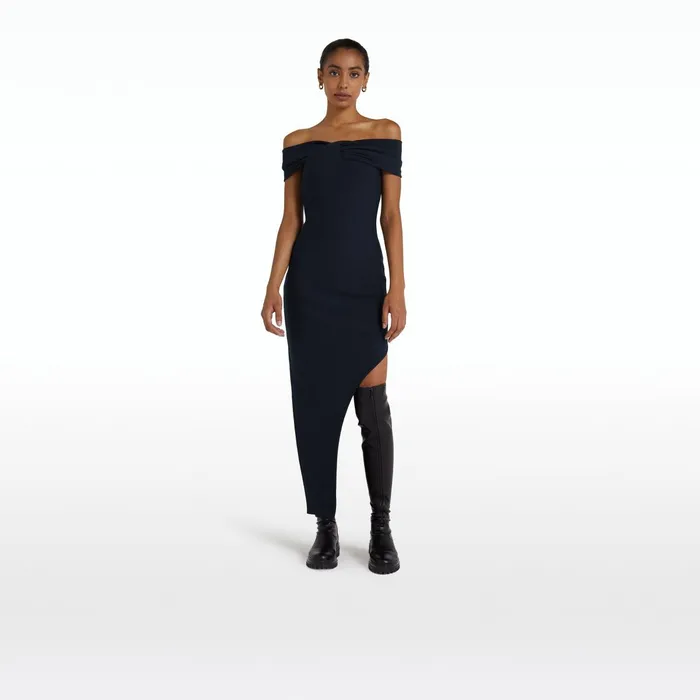Safiyaa Nouvia Navy Knit Dress Women Dresses