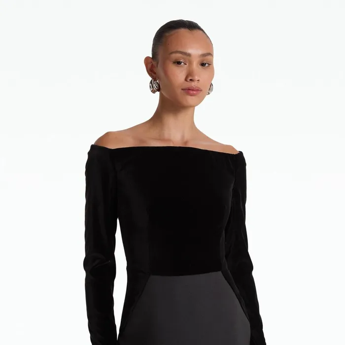 Safiyaa Pazienza Black Long Dress Women Dresses