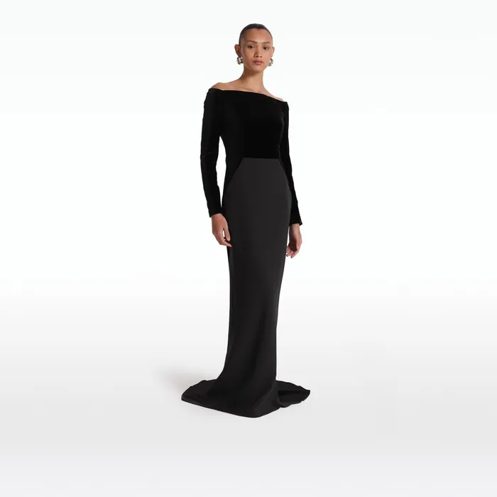 Safiyaa Pazienza Black Long Dress Women Dresses