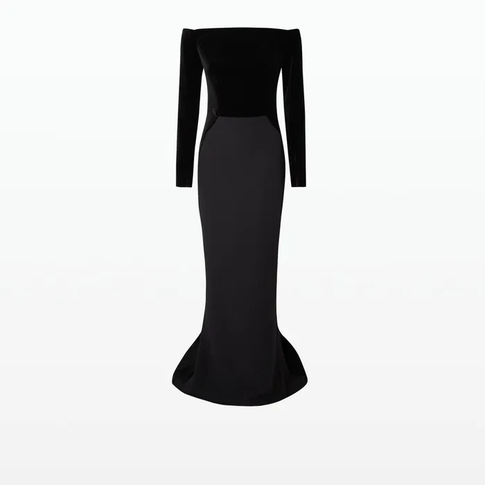 Safiyaa Pazienza Black Long Dress Women Dresses