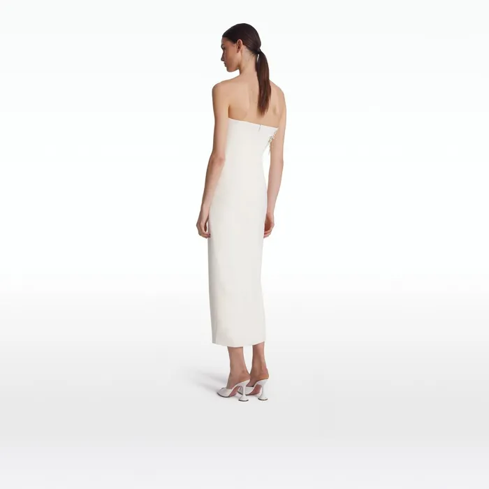 Safiyaa Peggie Ivory Embroidered Midi Dress Women Dresses