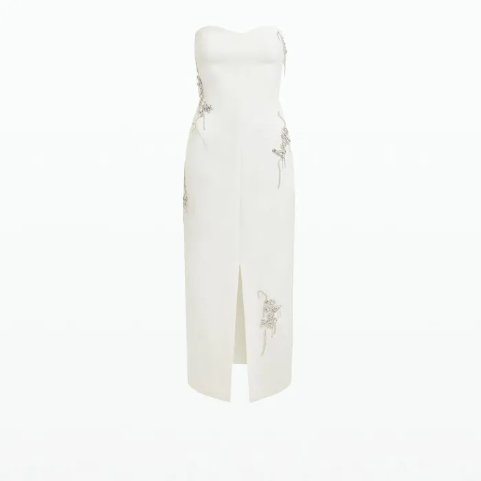 Safiyaa Peggie Ivory Embroidered Midi Dress Women Dresses