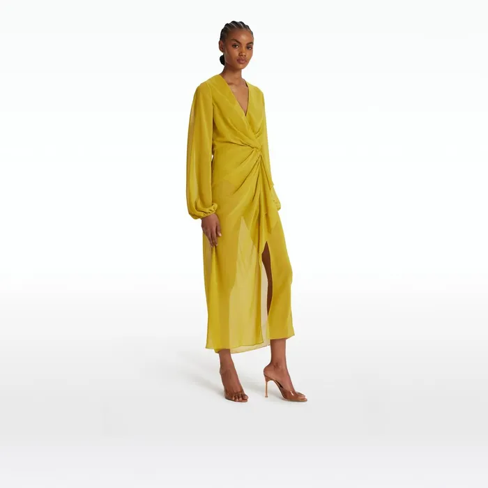 Safiyaa Prova Chartreuse Midi Dress Women Swimwear