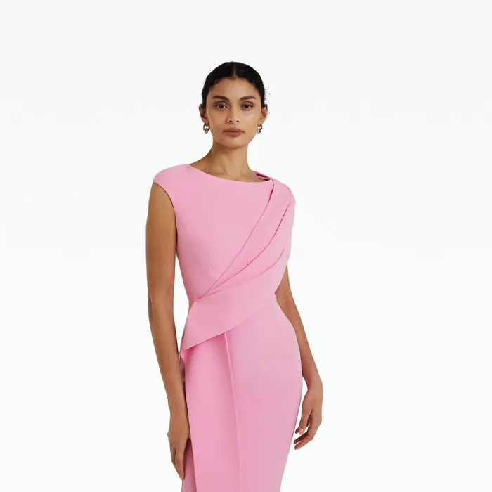 Safiyaa Regina Begonia Pink Midi Dress Women Dresses