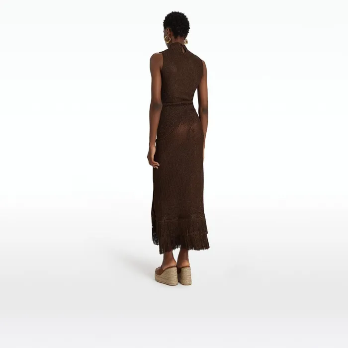 Safiyaa Remmie Deep Brown Knit Skirt Women Skirts