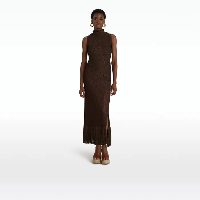 Safiyaa Remmie Deep Brown Knit Skirt Women Skirts