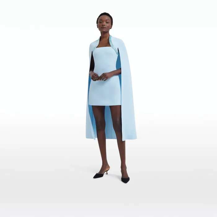 Safiyaa Rohanna Pale Blue and Turquoise Short Dress Women Dresses