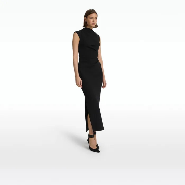 Safiyaa Salena Black Midi Dress Women Dresses