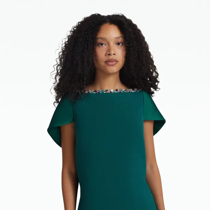 Safiyaa Sallie Alpine Green Embroidered Long Dress Women Dresses