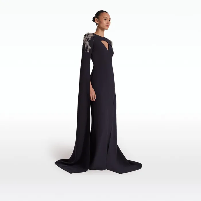 Safiyaa Sarita Midnight Navy Long Dress Women Dresses