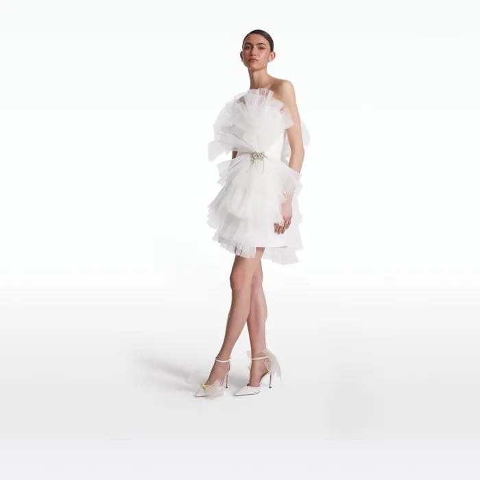 Safiyaa Tissy Ivory Short Dress Women Dresses