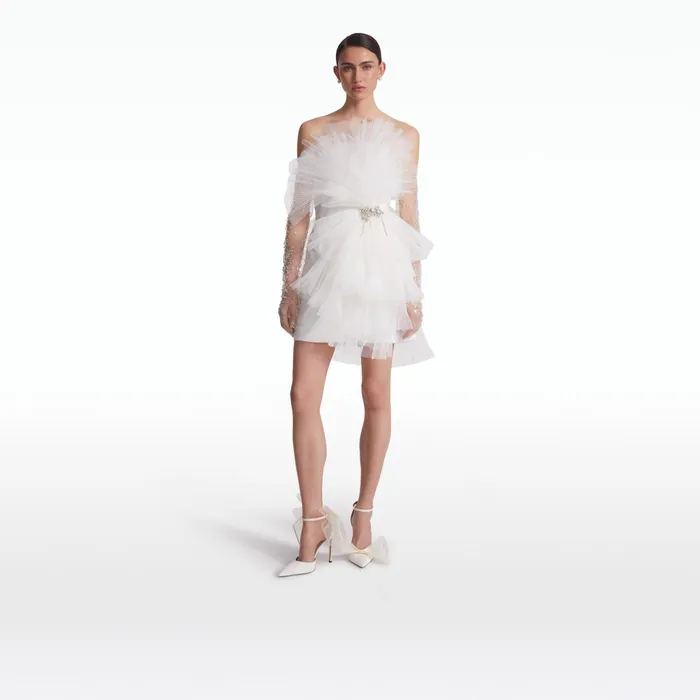 Safiyaa Tissy Ivory Short Dress Women Dresses