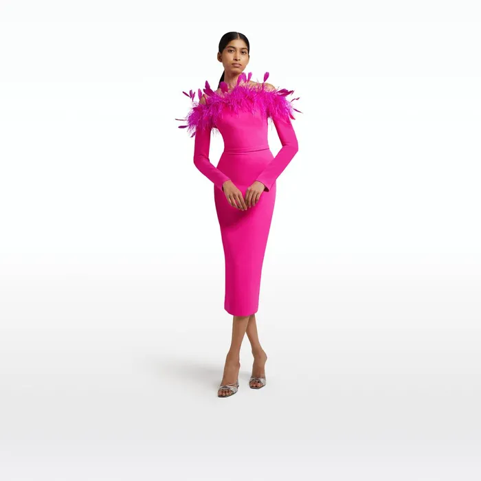 Safiyaa Vittoria Wild Strawberry Midi Dress Women Dresses