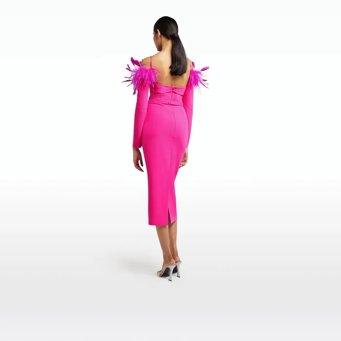 Safiyaa Vittoria Wild Strawberry Midi Dress Women Dresses