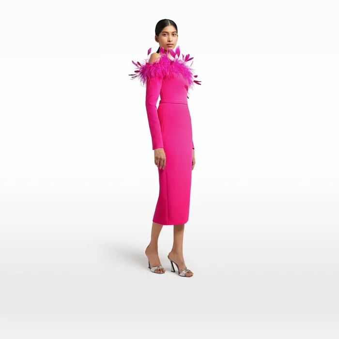 Safiyaa Vittoria Wild Strawberry Midi Dress Women Dresses