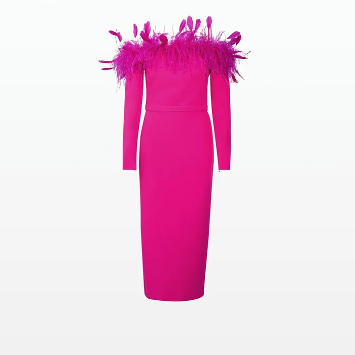 Safiyaa Vittoria Wild Strawberry Midi Dress Women Dresses