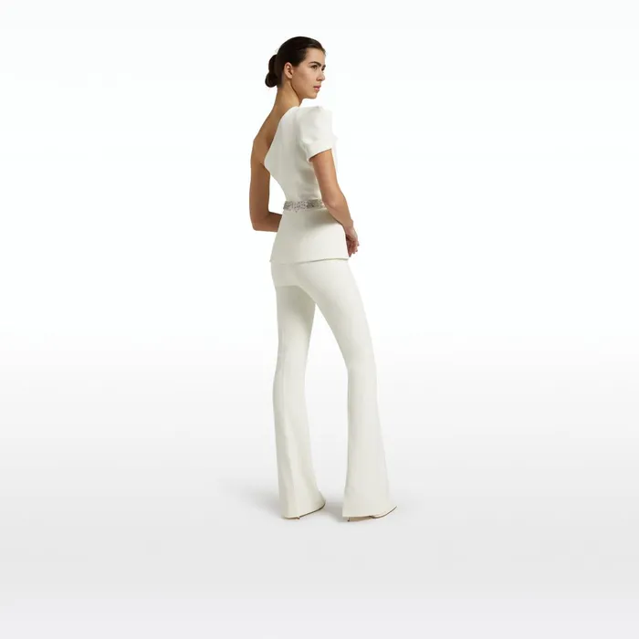 Safiyaa Xebe Ivory Top With Embroidered Belt Women Tops