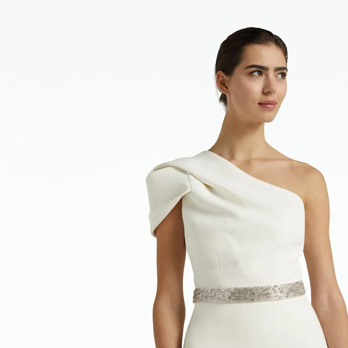 Safiyaa Xebe Ivory Top With Embroidered Belt Women Tops