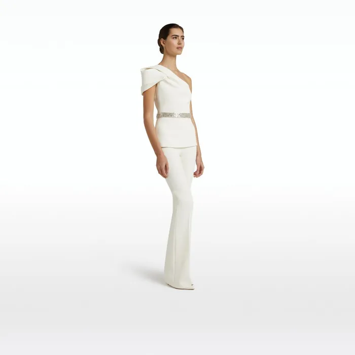 Safiyaa Xebe Ivory Top With Embroidered Belt Women Tops