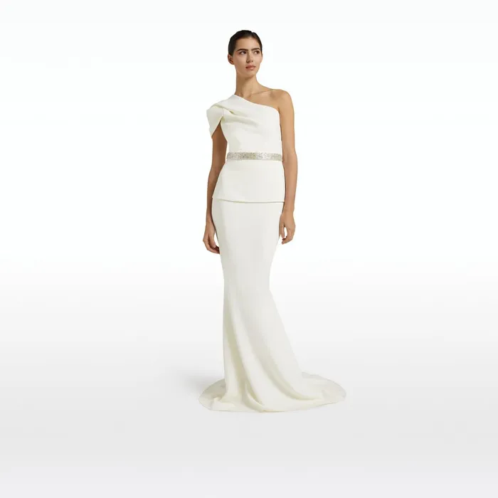 Safiyaa Xebe Ivory Top With Embroidered Belt Women Tops