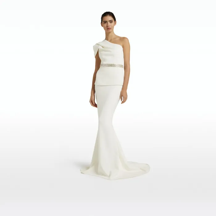 Safiyaa Xebe Ivory Top With Embroidered Belt Women Tops