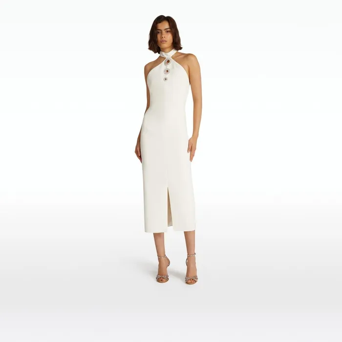 Safiyaa Zeanep Ivory Midi Dress Women Dresses