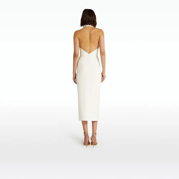 Safiyaa Zeanep Ivory Midi Dress Women Dresses