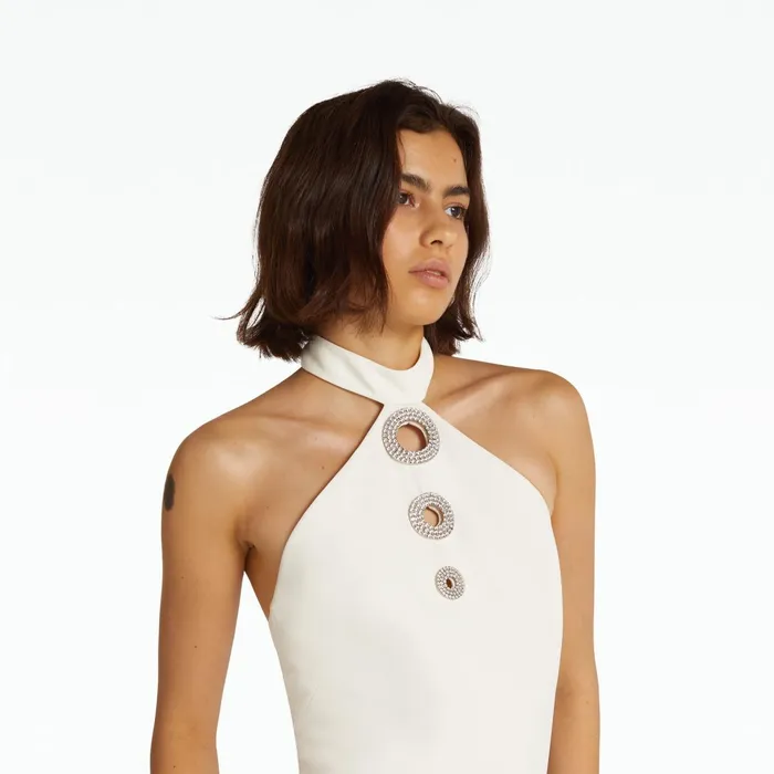 Safiyaa Zeanep Ivory Midi Dress Women Dresses