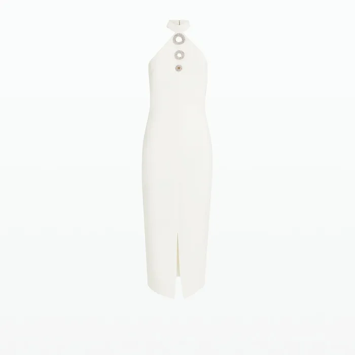 Safiyaa Zeanep Ivory Midi Dress Women Dresses