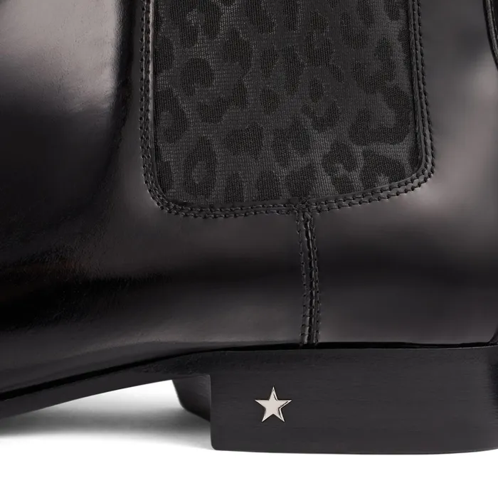 Sawyer Black Calf Leather Chealsea Boot With Leopard Print Elastic Panel Blackblack Men JIMMY CHOO Casual Shoes