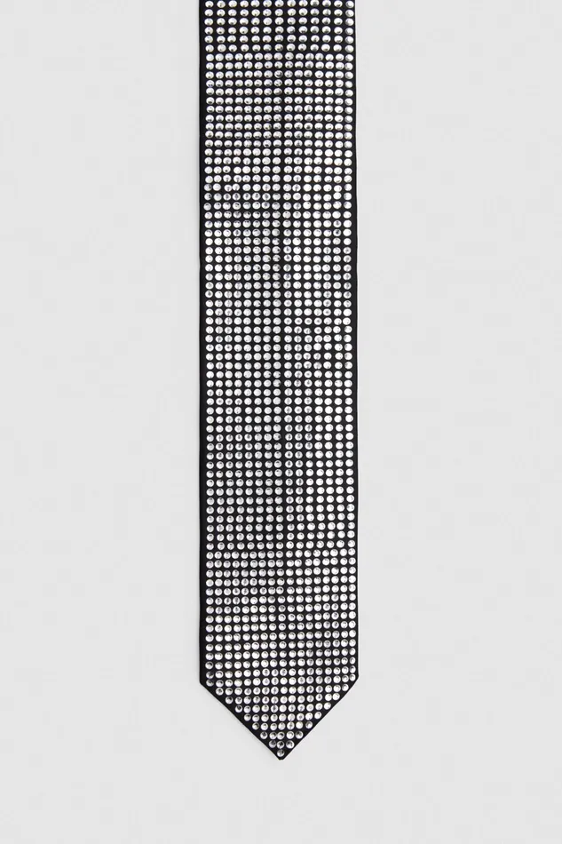 Scarves Women Patrizia Pepe Rhinestone Tie Blackshiny Crystal