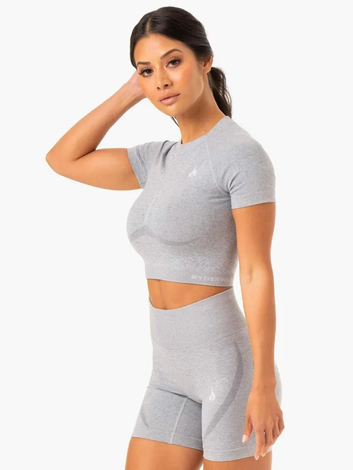 Sculpt Seamless TShirt 8211 Grey Marl Women Ryderwear TShirts