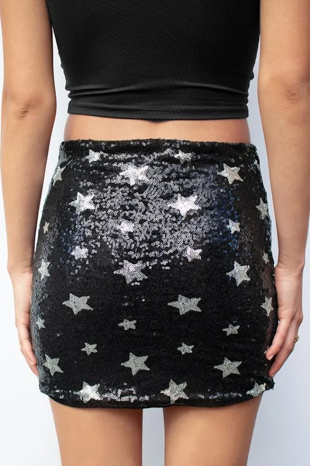 Sequin Stars Tube Skirt Women Subdued Skirts