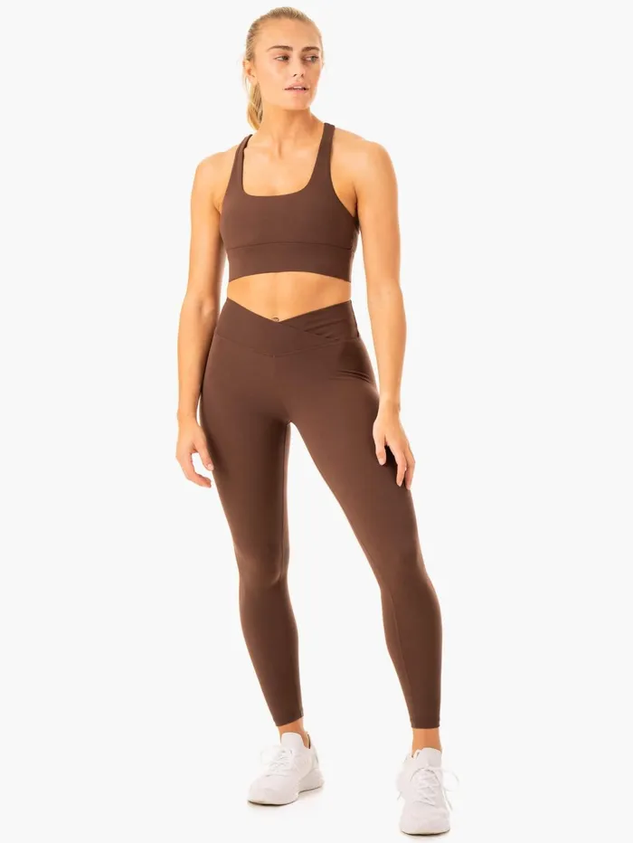 Serene Cross Over Scrunch Leggings 8211 Chocolate Women Ryderwear Leggings