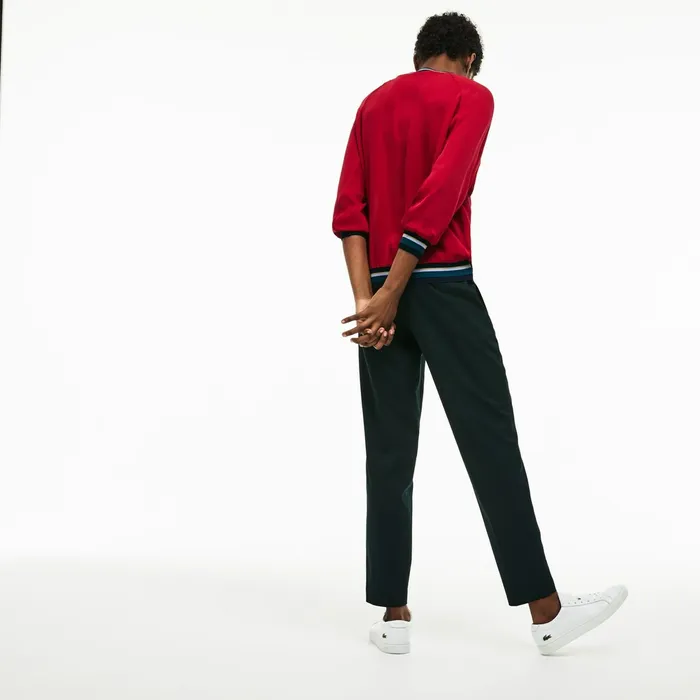 Shirts and Tops Lacoste Womens Contrast Accents Silk Crepe Top Persian Red Cheap On Sale