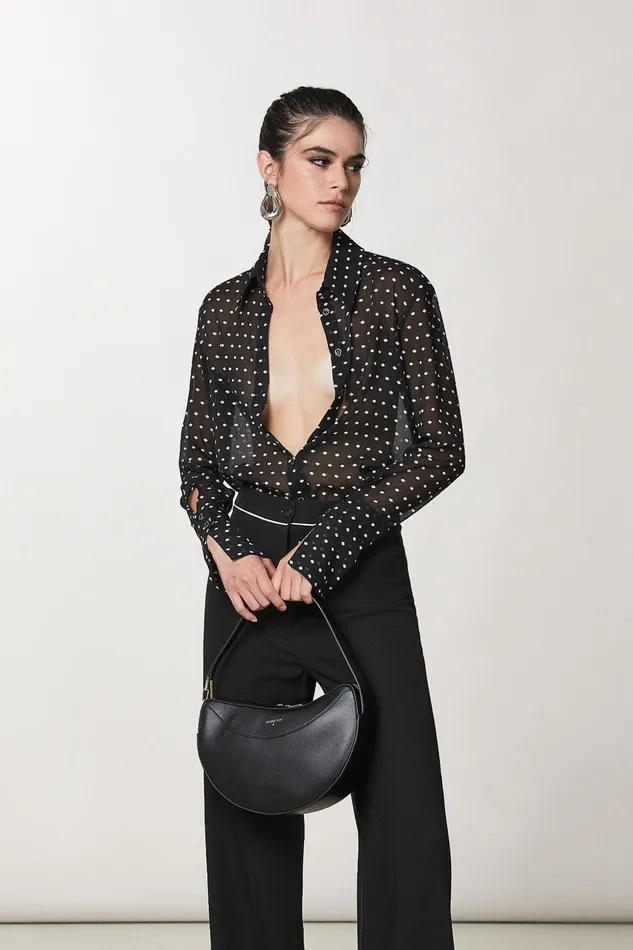 Shirts Women Patrizia Pepe Fluid Crpe Shirt Black Pois
