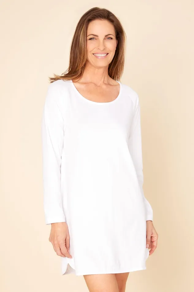 Sleep Shirts Women Cosabella Florida Lounge Long Sleeve Night Sleepshirt Whitewhite